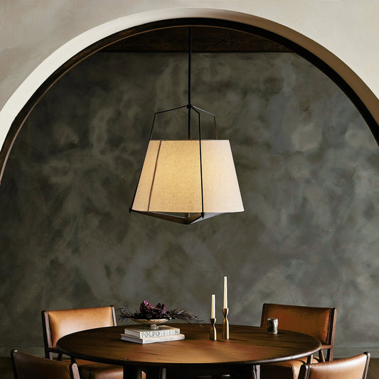 Ziggy Pendant by Four Hands in matte black, light beige, hammered black aluminum and matte black. Made from iron, 100% cotton, aluminum in a modern style.