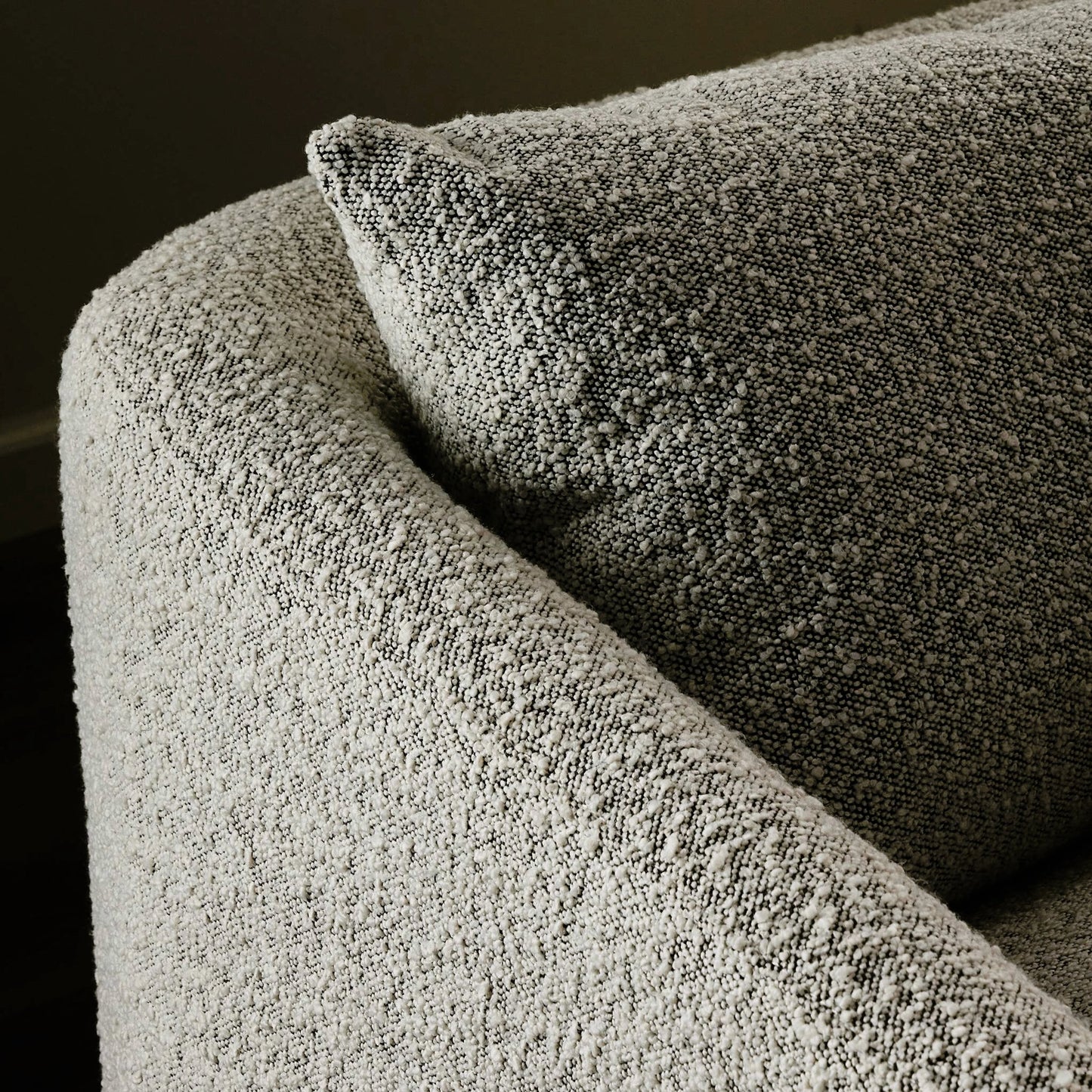 008 SI-2158547 | Closeup | Topanga SOFA-97" by Four Hands in knoll domino. Made from 95% polyester, 5% acrylic, poplar plywood, 100% polyester in a modern style.