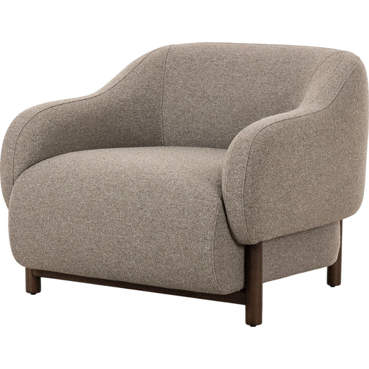 Audrey Chair by Four Hands in weslie feather, terra brown oak. Made from 100% recycled olefin, solid oak in a modern style.