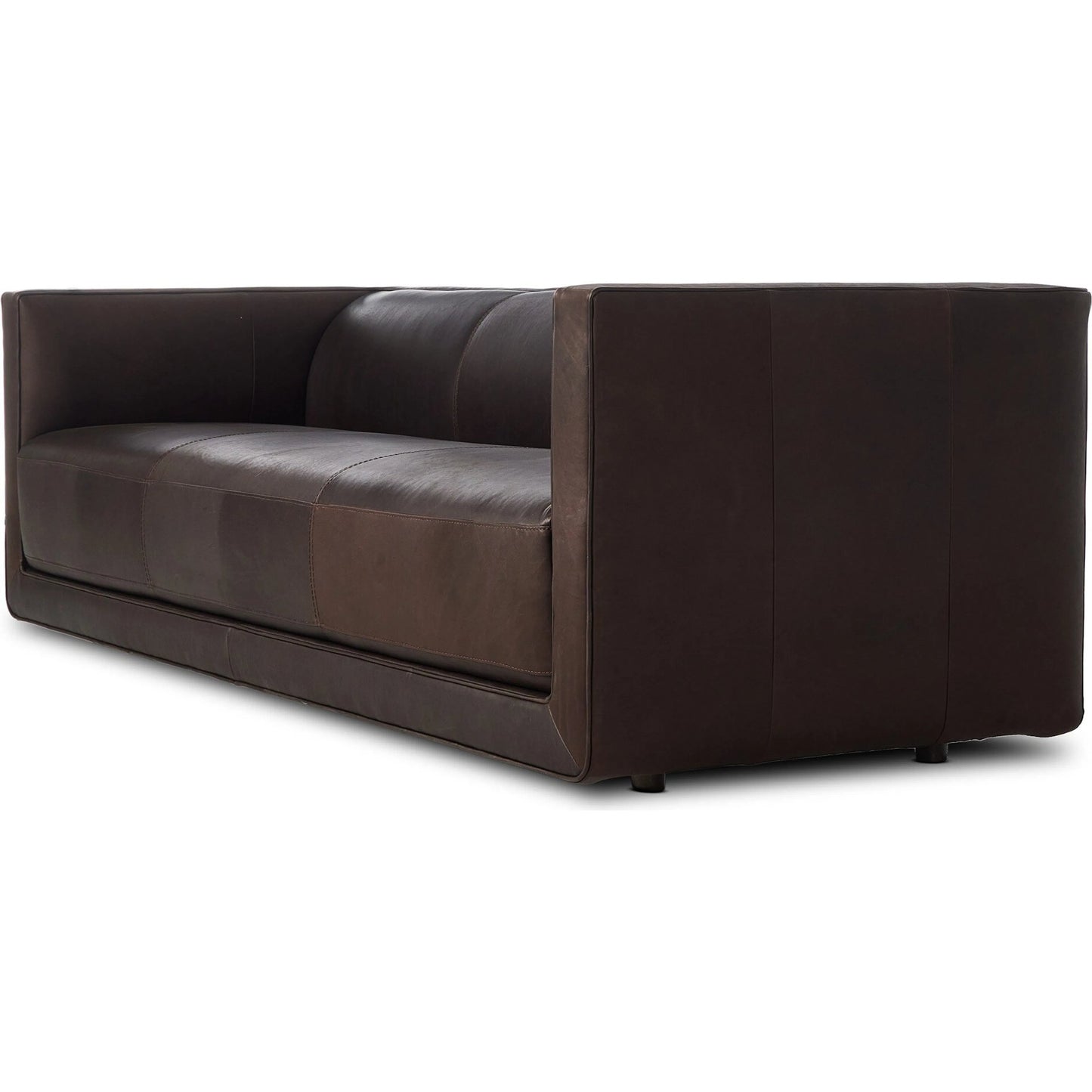 011 SI-2257111 | Closeup | Phillip Sofa by Four Hands in heirloom cigar. Made from top grain leather, pine plywood, solid pine in a traditional style.