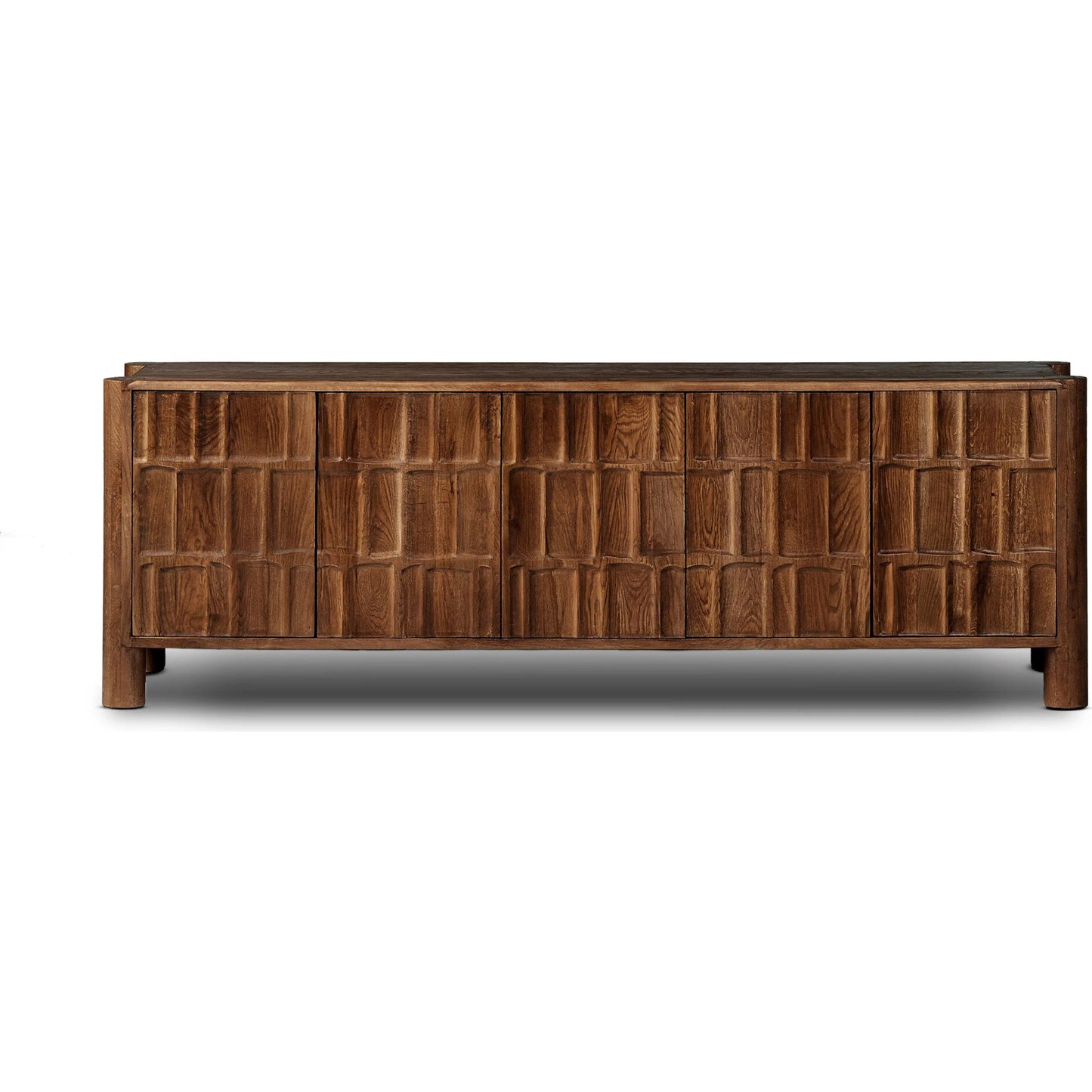 002 SI-2320054 | Additional Silo | Ezri Media Console by Four Hands in cocoa oak, carved cocoa oak. Made from solid oak in a unique style.