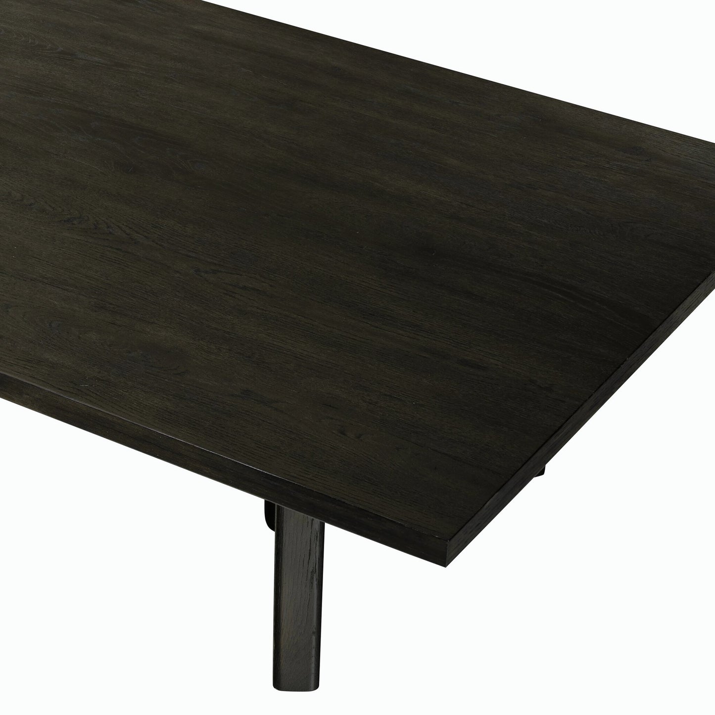 004 SI-2158204 | Closeup | Huxley Coffee Table by Four Hands in smoked black veneer. Made from thick oak veneer, solid oak in a modern style.