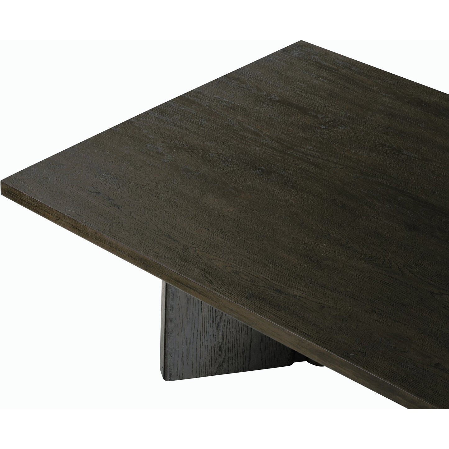 005 SI-2158204 | Closeup | Huxley Coffee Table by Four Hands in smoked black veneer. Made from thick oak veneer, solid oak in a modern style.