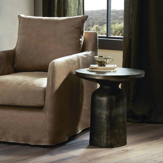 Odessa End Table by Four Hands. Made from aluminum in a modern style.