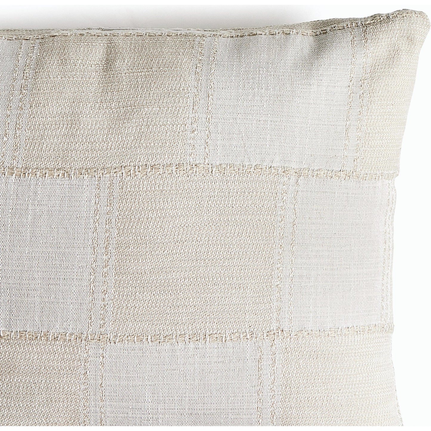 003 SI-2158533 | Closeup | Tate Pillow by Four Hands in thomwell cream. Made from 81.55% polyester, 18.45% cotton, down alternative fiber, 100% polyester in a modern style.