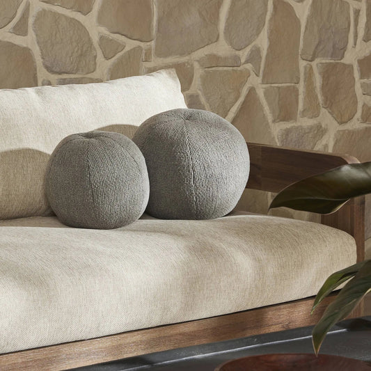Balle Outdoor Pillow, Set Of 2 by Four Hands in leto grey. Made from 86% recycled olefin, 9% polypropylene, 5% polyester, 100% polyester fiber in a modern style.