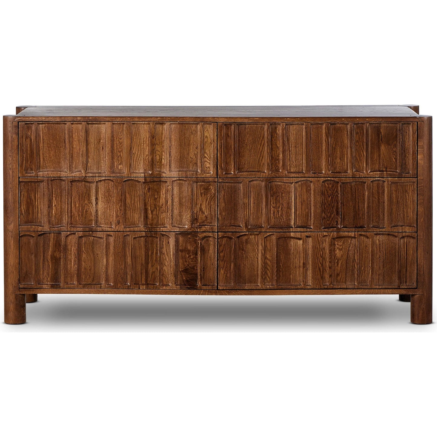 002 SI-2320053 | Additional Silo | Ezri 6 Drawer Dresser by Four Hands in carved cocoa oak. Made from solid oak in a unique style.