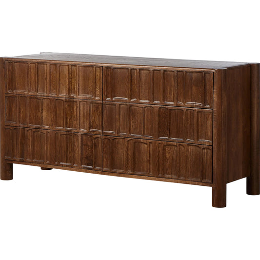 014 SI-2320053 | Primary Silo | Ezri 6 Drawer Dresser by Four Hands in carved cocoa oak. Made from solid oak in a traditional style.
