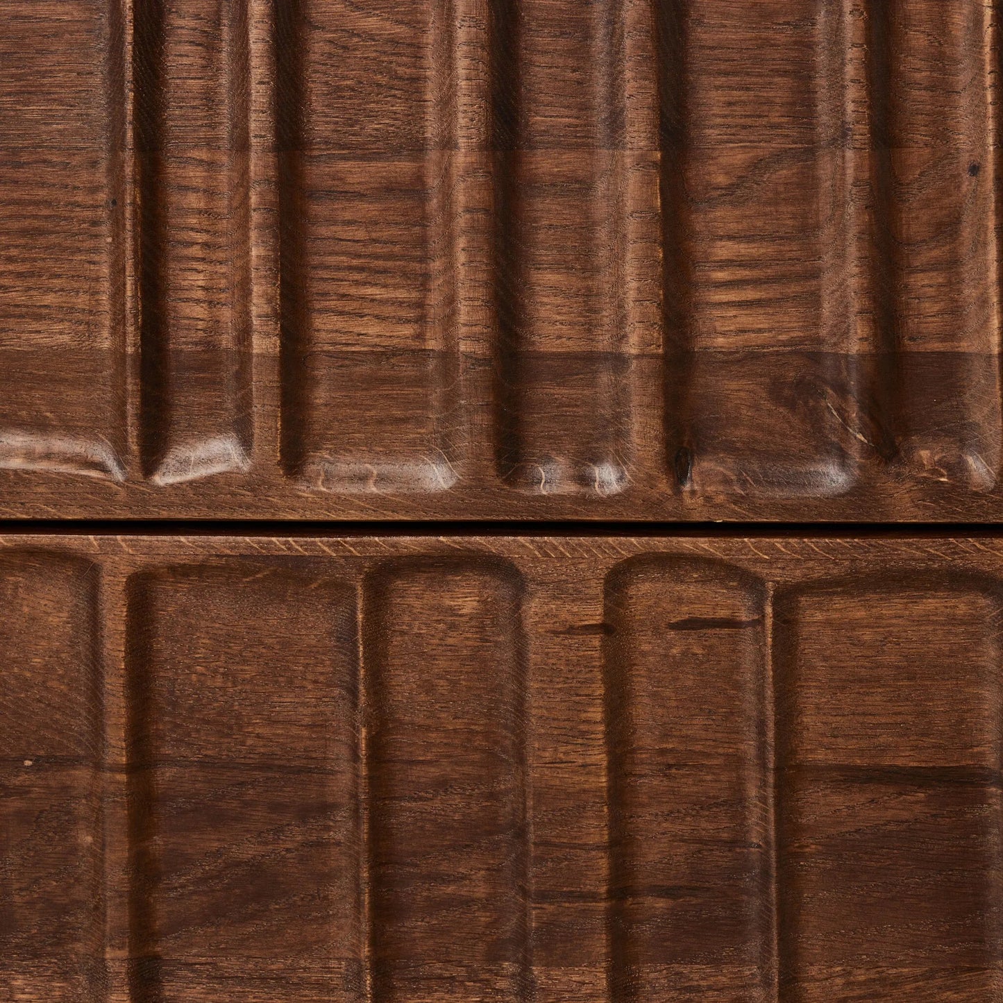 006 SI-2320055 | Closeup | Ezri Nightstand by Four Hands in cocoa oak, carved cocoa oak. Made from solid oak in a unique style.