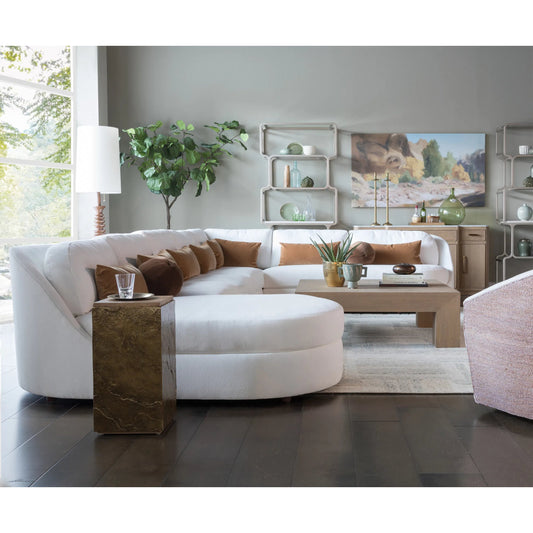 Artistica Round Sectional by Artistica Home in white, ivory. Made from oak, fabric in a unique style.