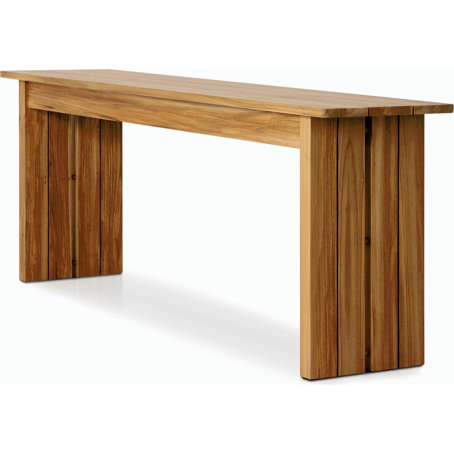 006 SI-2158108 | Closeup | Chapman Outdoor Console Table by Four Hands in natural teak. Made from solid fsc®-certified teak in a modern style.
