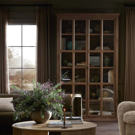 Dawes Cabinet by Four Hands in weathered oak, weathered oak veneer. Made from solid oak, thick oak veneer in a transitional style.