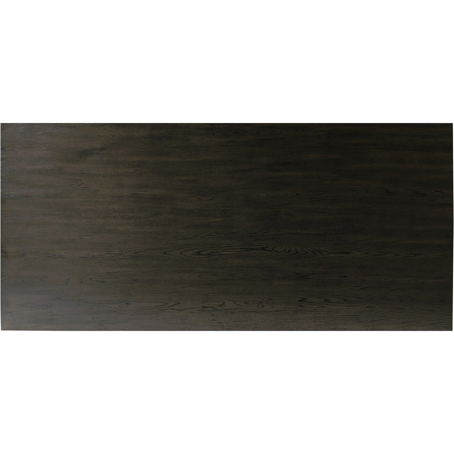 009 SI-2158206 | Closeup | Huxley Dining Table 84" by Four Hands in smoked black veneer. Made from thick oak veneer, solid oak in a modern style.