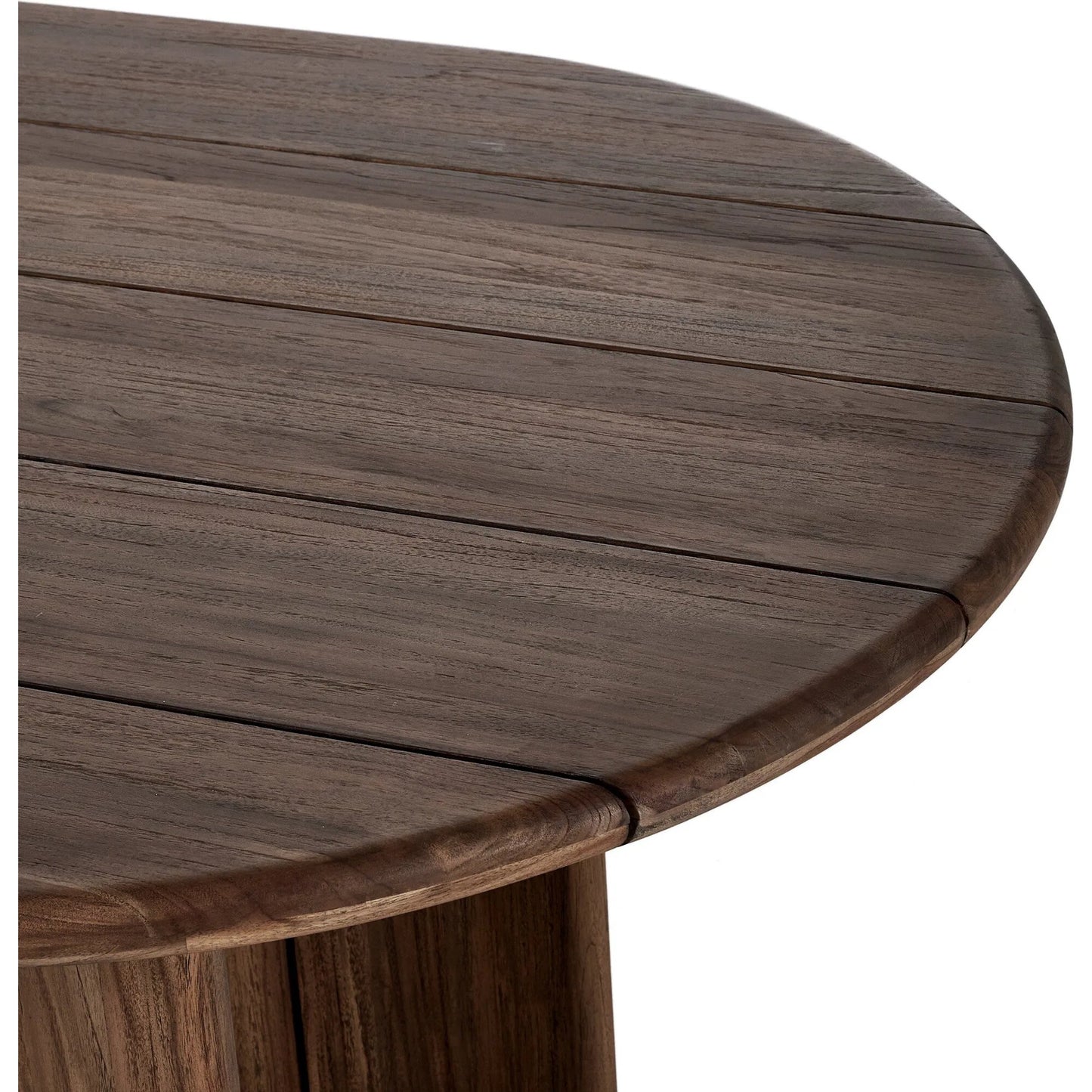 009 SI-2257133 | Closeup | Paden Outdoor Dining Table by Four Hands in stained toasted brown-fsc. Made from solid fsc®-certified teak in a unique style.