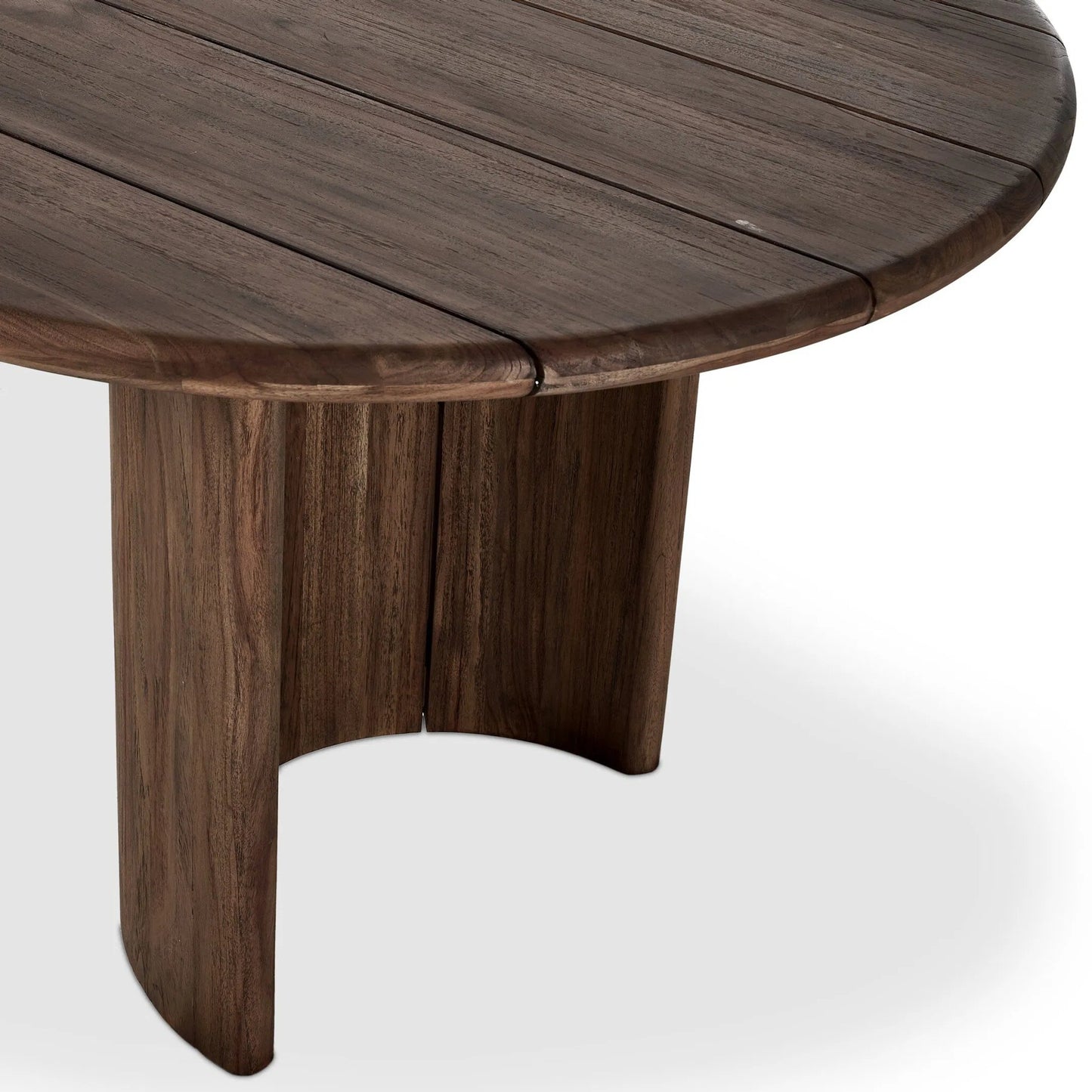 010 SI-2257133 | Closeup | Paden Outdoor Dining Table by Four Hands in stained toasted brown-fsc. Made from solid fsc®-certified teak in a unique style.