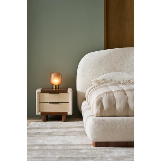 Botero Bed by Caracole in ivory and retro walnut. Made from unique in a transitional style.