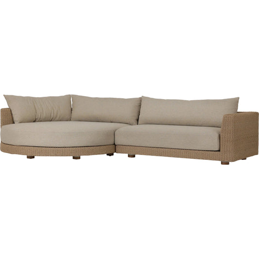 Sylvan Outdoor 2-Piece Chaise Sectional by Four Hands in casa cream, dove taupe, faux hyacinth. Made from 100% olefin, aluminum, 100% polyethylene in a modern style.