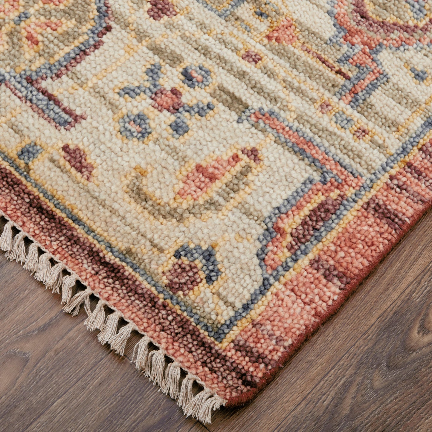 002 SI-2158849 | Closeup | Fillmore Transitional Rug - FIL69CKF by Feizy in red, ivory, gold. Made from wool in a unique style.