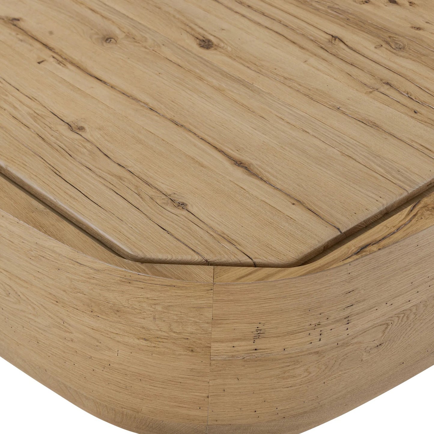 006 SI-2320147 | Closeup | Leandro Coffee Table by Four Hands in natural reclaimed french oak, natural french oak solid. Made from solid reclaimed oak, solid oak in a unique style.