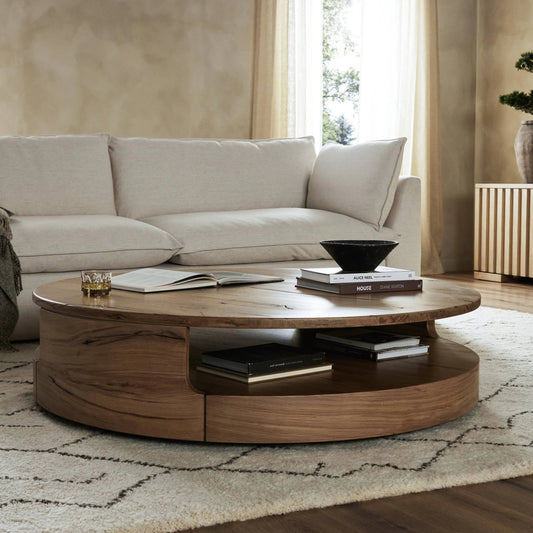 Matheus Coffee Table by Four Hands in natural reclaimed french oak. Made from solid reclaimed oak in a modern style.