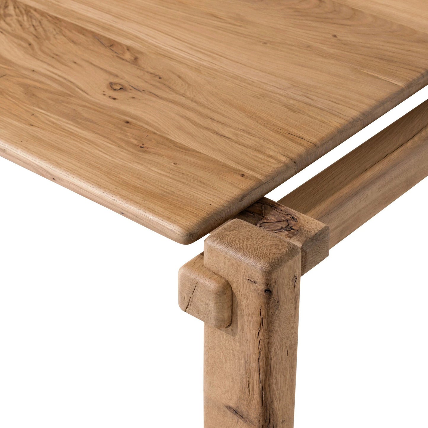 005 SI-2137485 | Closeup | Marcia Large Coffee Table by Four Hands in natural reclaimed french oak. Made from solid reclaimed oak in a modern style.