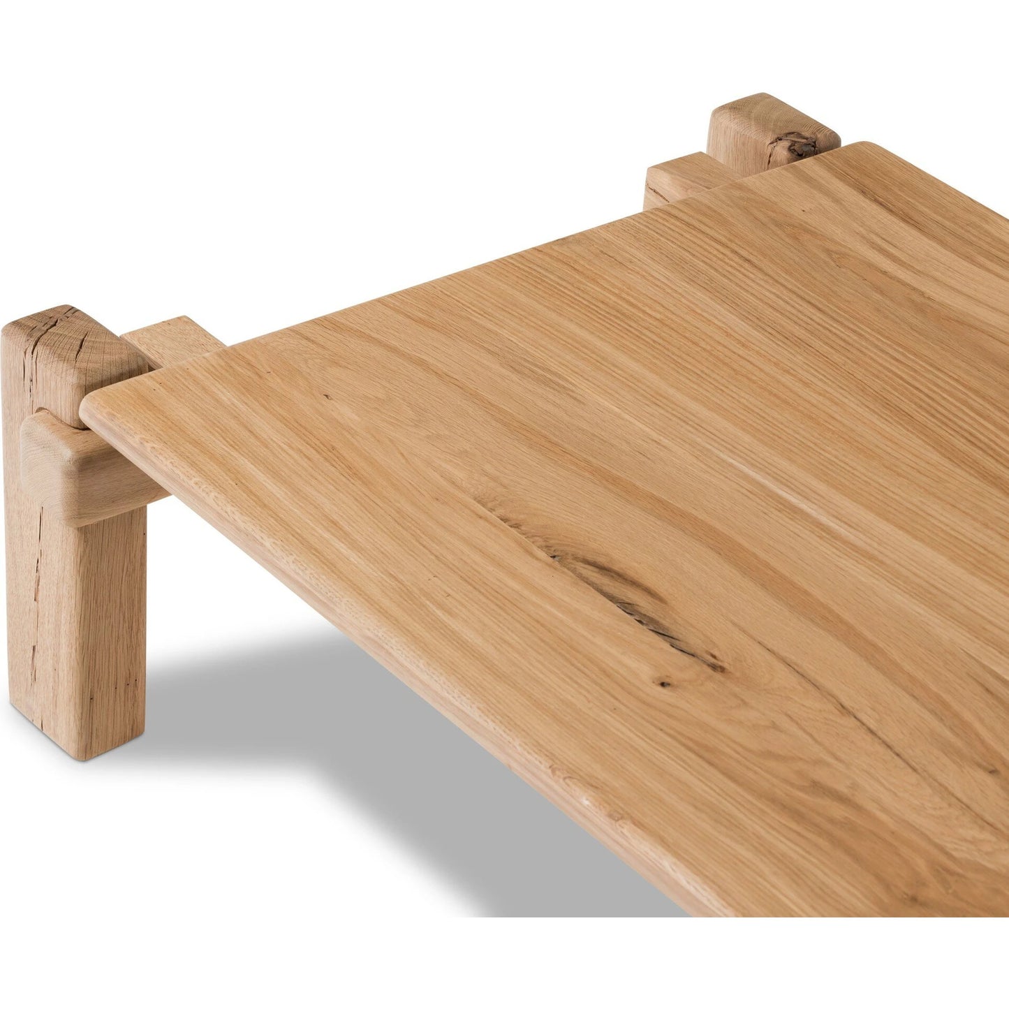 006 SI-2137485 | Closeup | Marcia Large Coffee Table by Four Hands in natural reclaimed french oak. Made from solid reclaimed oak in a modern style.