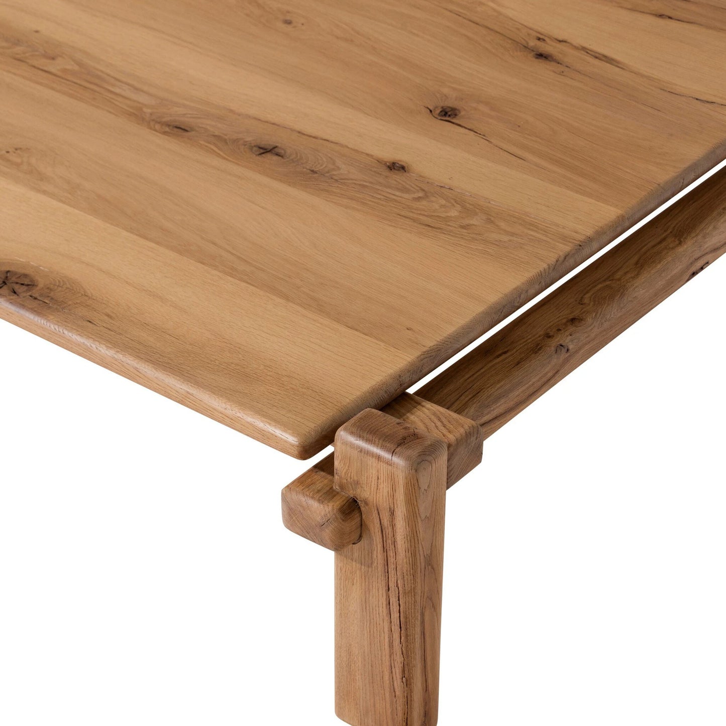 005 SI-2137487 | Closeup | Marcia Square Coffee Table by Four Hands in natural reclaimed french oak. Made from solid reclaimed oak in a modern style.