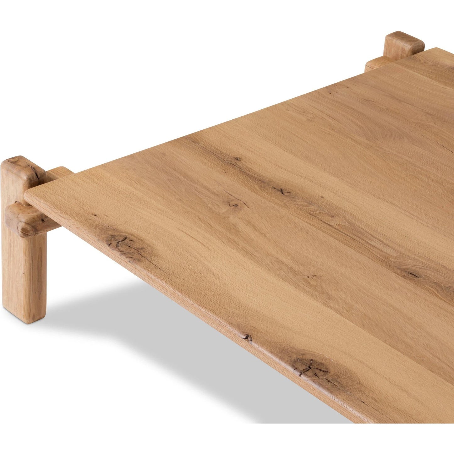 006 SI-2137487 | Closeup | Marcia Square Coffee Table by Four Hands in natural reclaimed french oak. Made from solid reclaimed oak in a modern style.