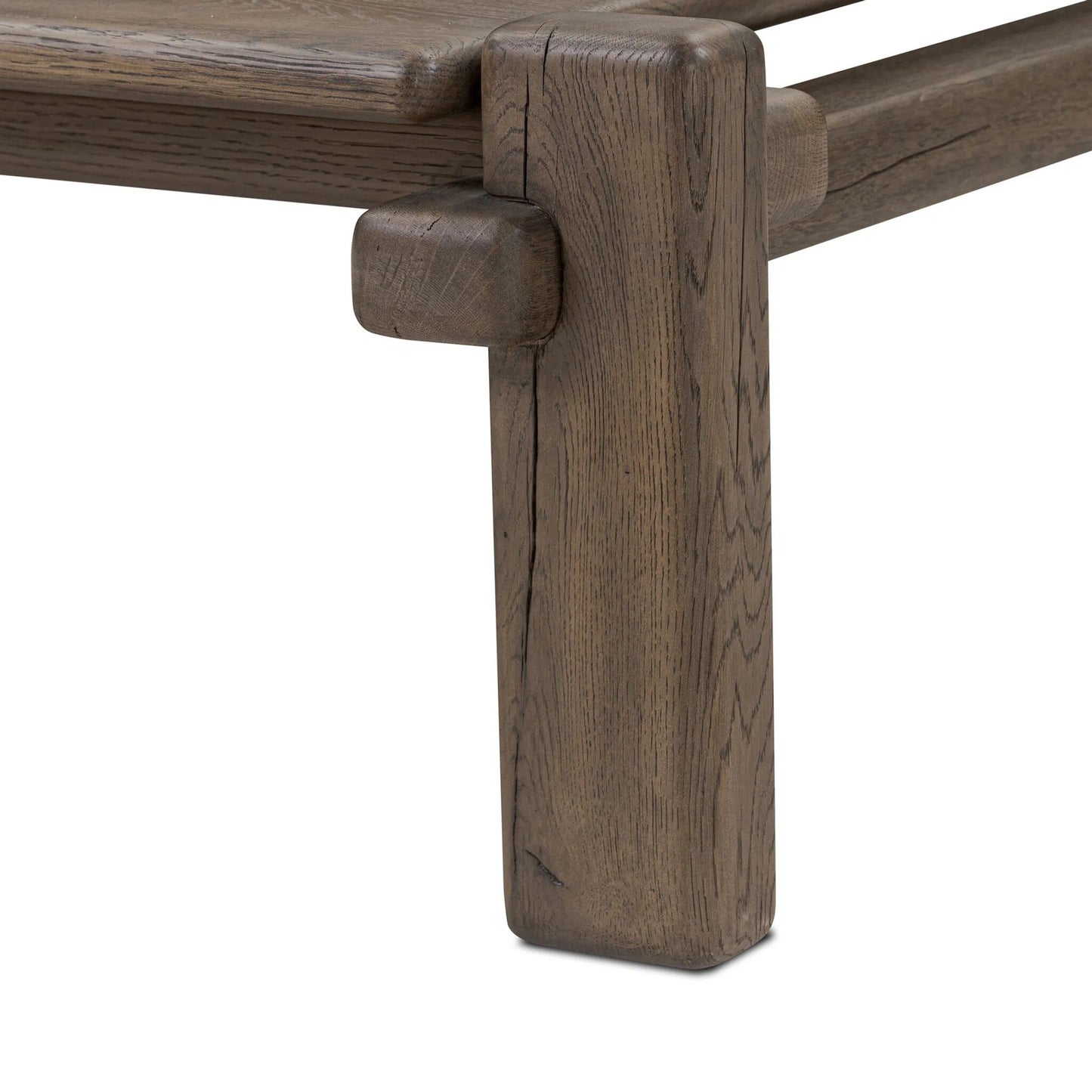 020 SI-2535214 | Closeup | Marcia Square Coffee Table by Four Hands in natural reclaimed french oak. Made from solid reclaimed oak in a modern style.