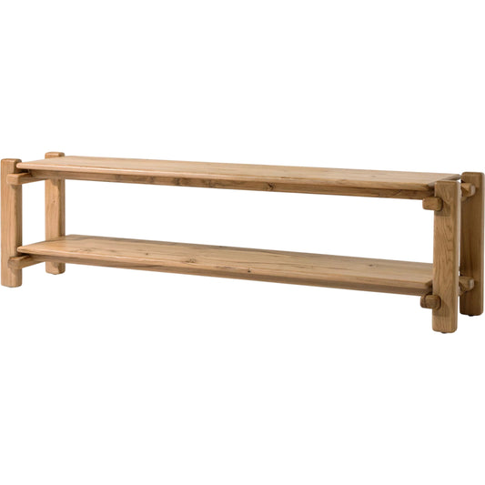 001 SI-2137486 | Primary Silo | Marcia Low Console Table by Four Hands in natural reclaimed french oak. Made from solid reclaimed oak in a modern style.