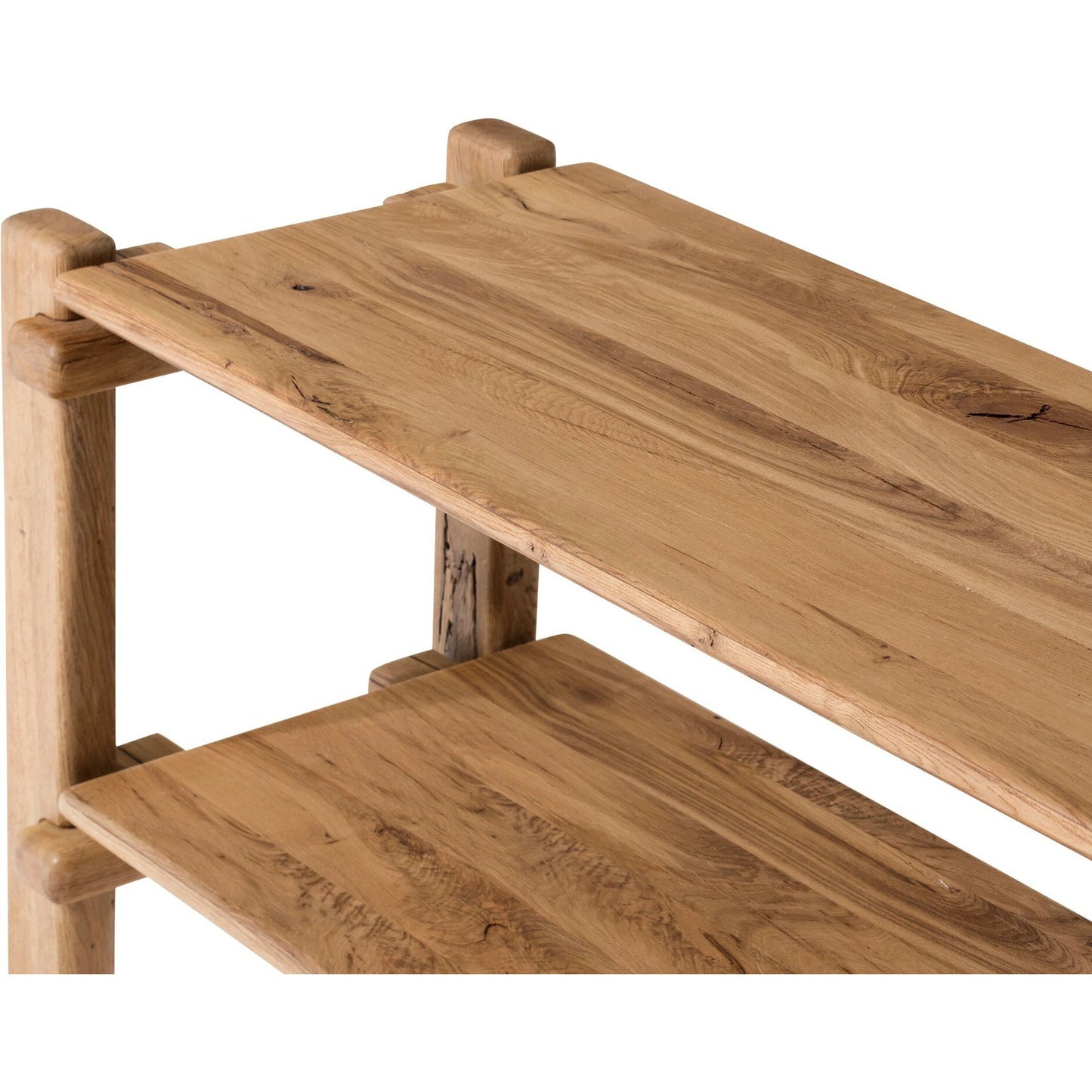006 SI-2137482 | Closeup | Marcia Console Table by Four Hands in natural reclaimed french oak. Made from solid reclaimed oak in a modern style.