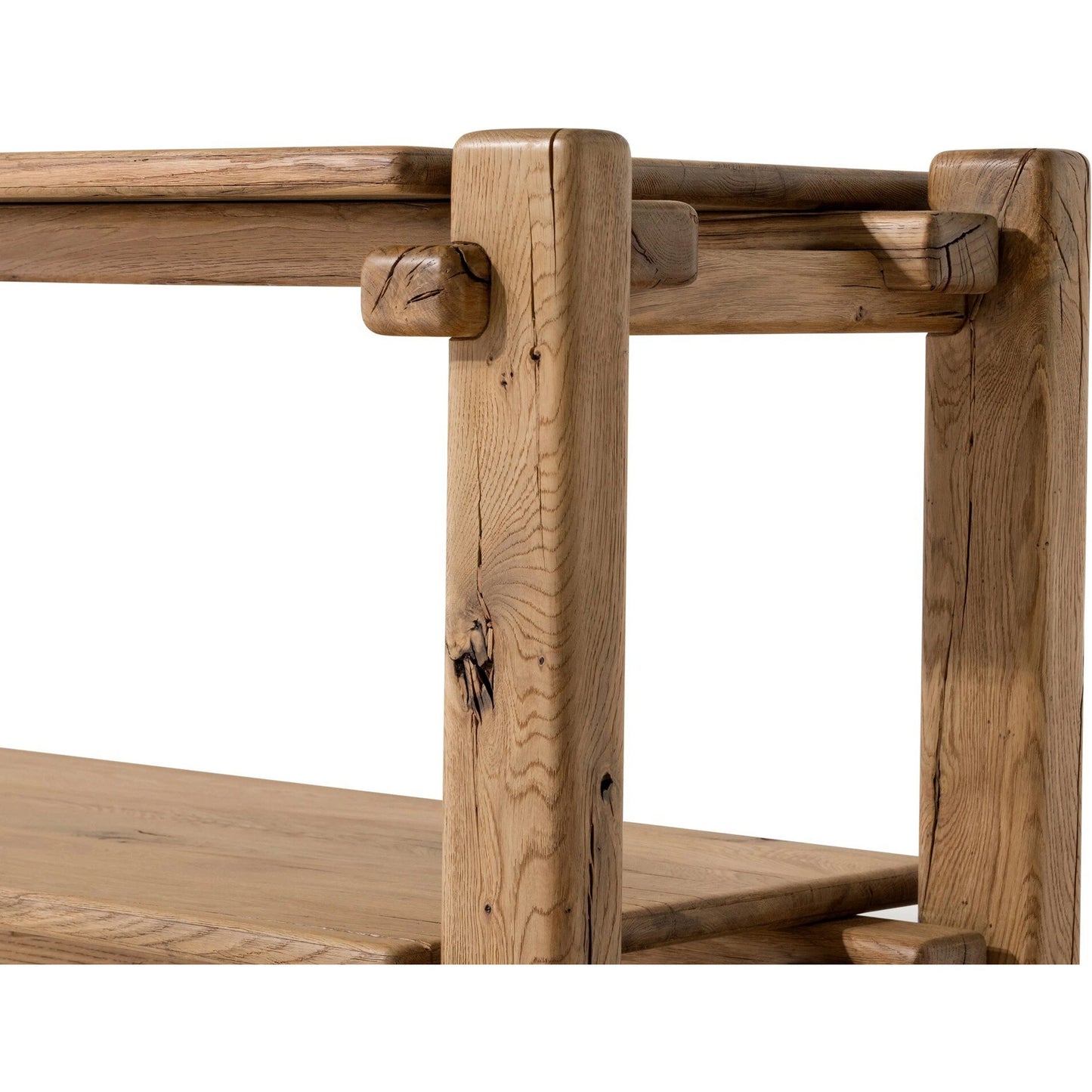 007 SI-2137482 | Closeup | Marcia Console Table by Four Hands in natural reclaimed french oak. Made from solid reclaimed oak in a modern style.