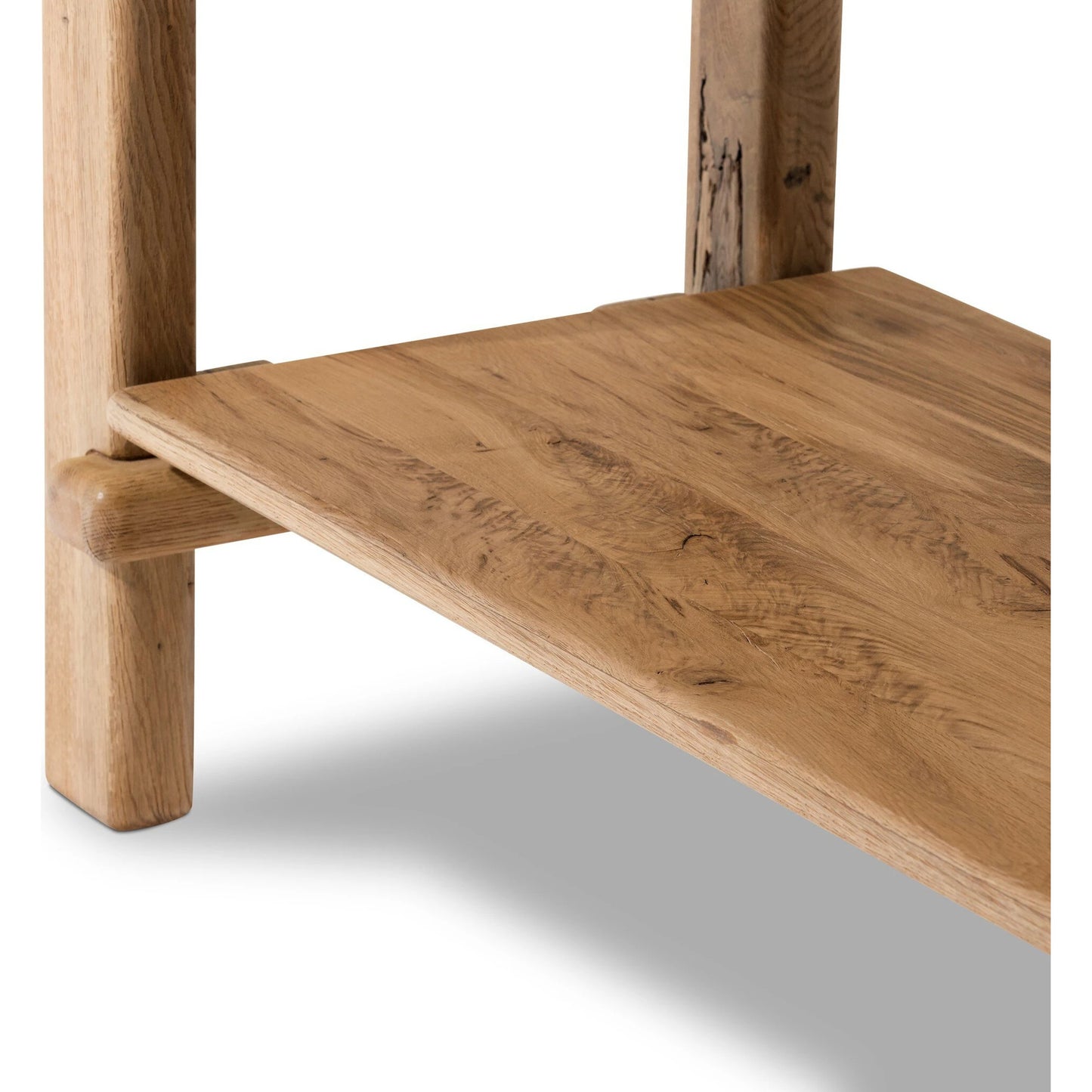 008 SI-2137482 | Closeup | Marcia Console Table by Four Hands in natural reclaimed french oak. Made from solid reclaimed oak in a modern style.