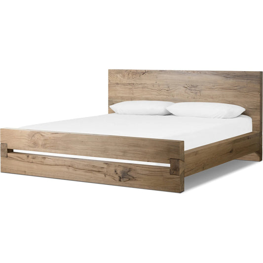 Lia Bed by Four Hands in natural reclaimed french oak. Made from solid reclaimed oak in a modern style.