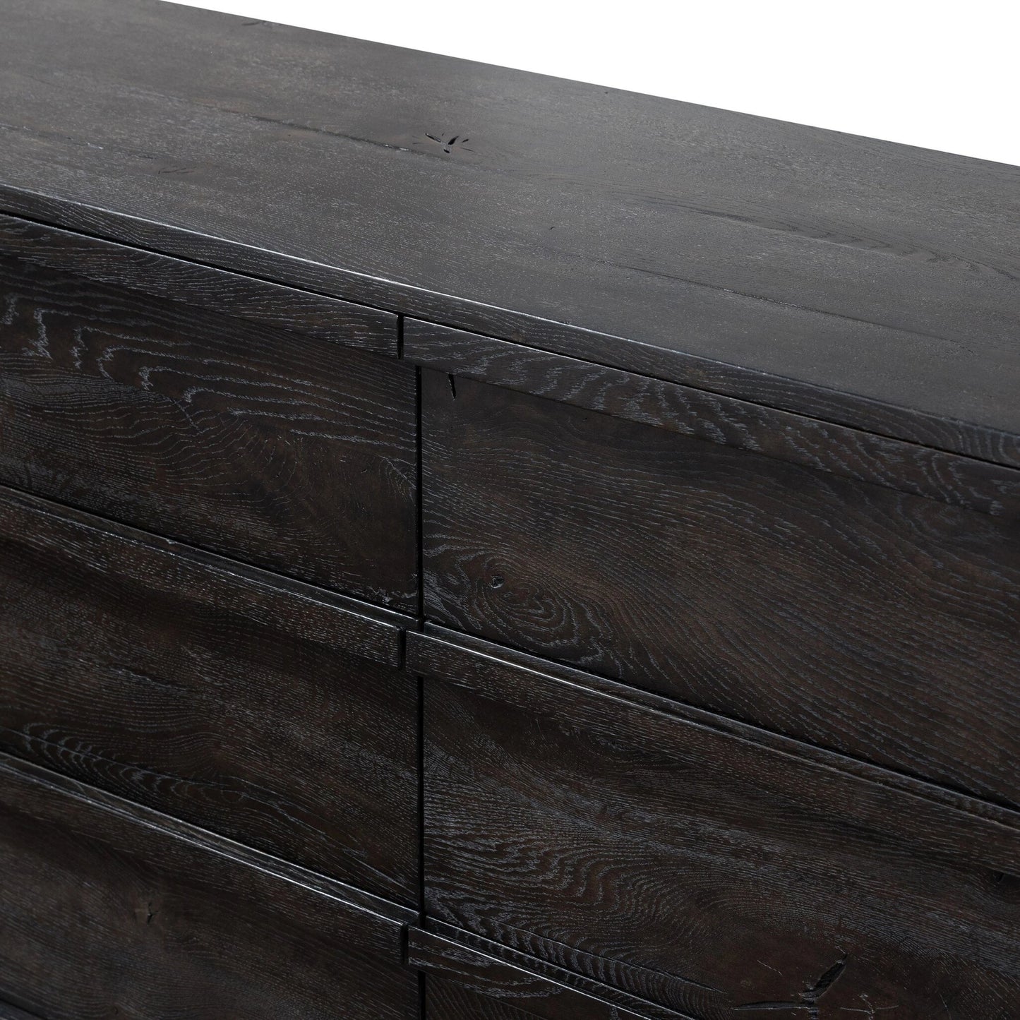 007 SI-2137157 | Closeup | Alora Dresser by Four Hands in dark espresso. Made from solid reclaimed oak, brass in a modern style.