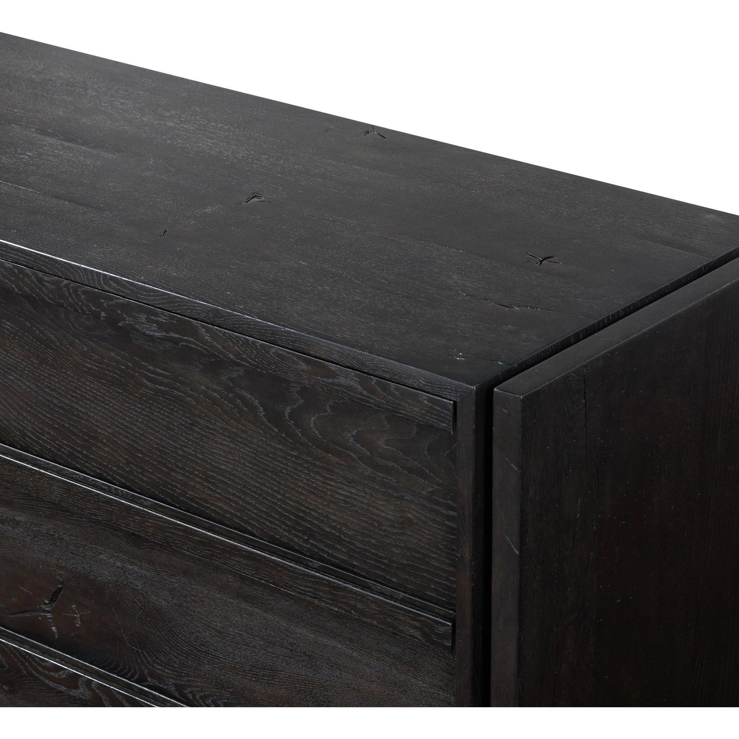 008 SI-2137157 | Closeup | Alora Dresser by Four Hands in dark espresso. Made from solid reclaimed oak, brass in a modern style.