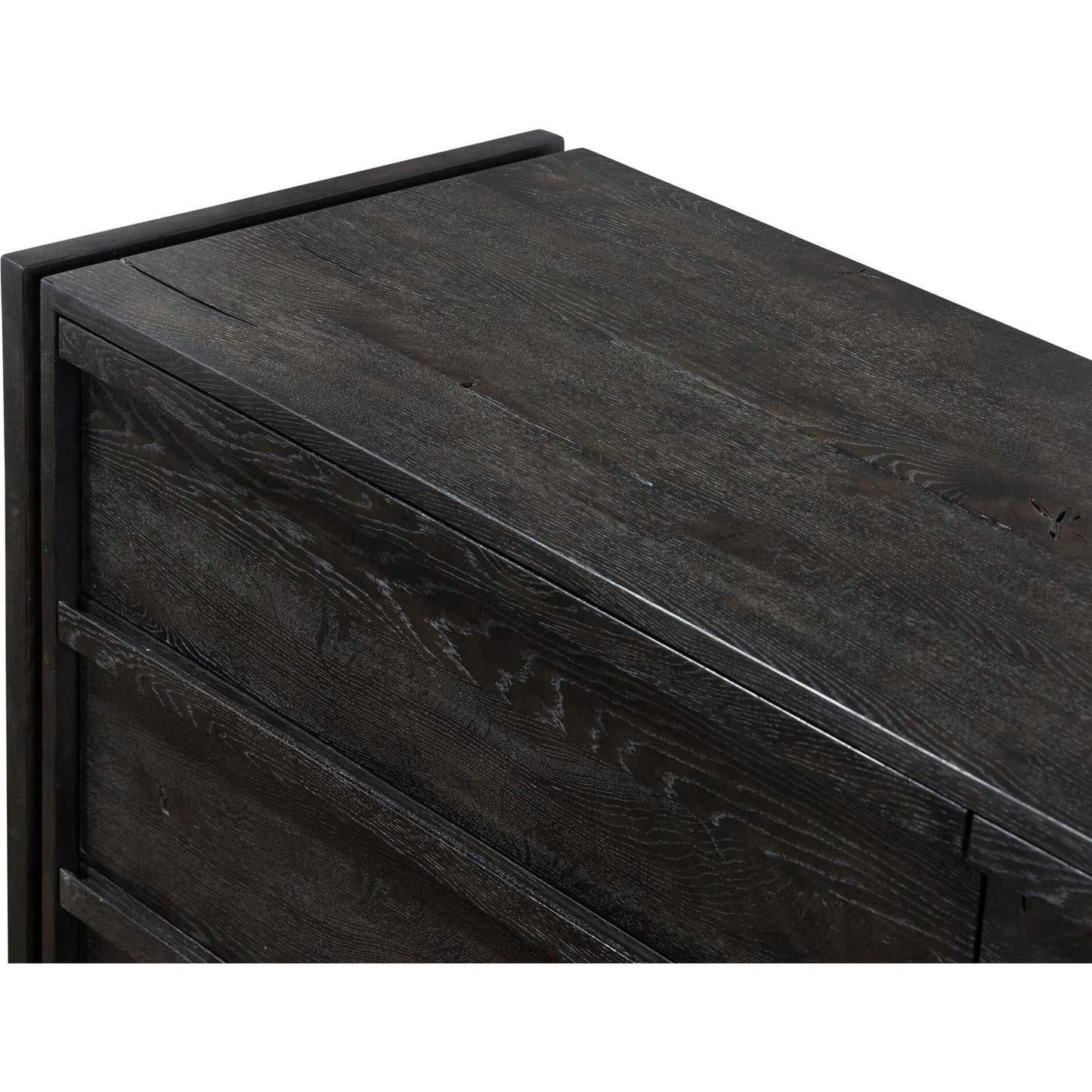 009 SI-2137157 | Closeup | Alora Dresser by Four Hands in dark espresso. Made from solid reclaimed oak, brass in a modern style.