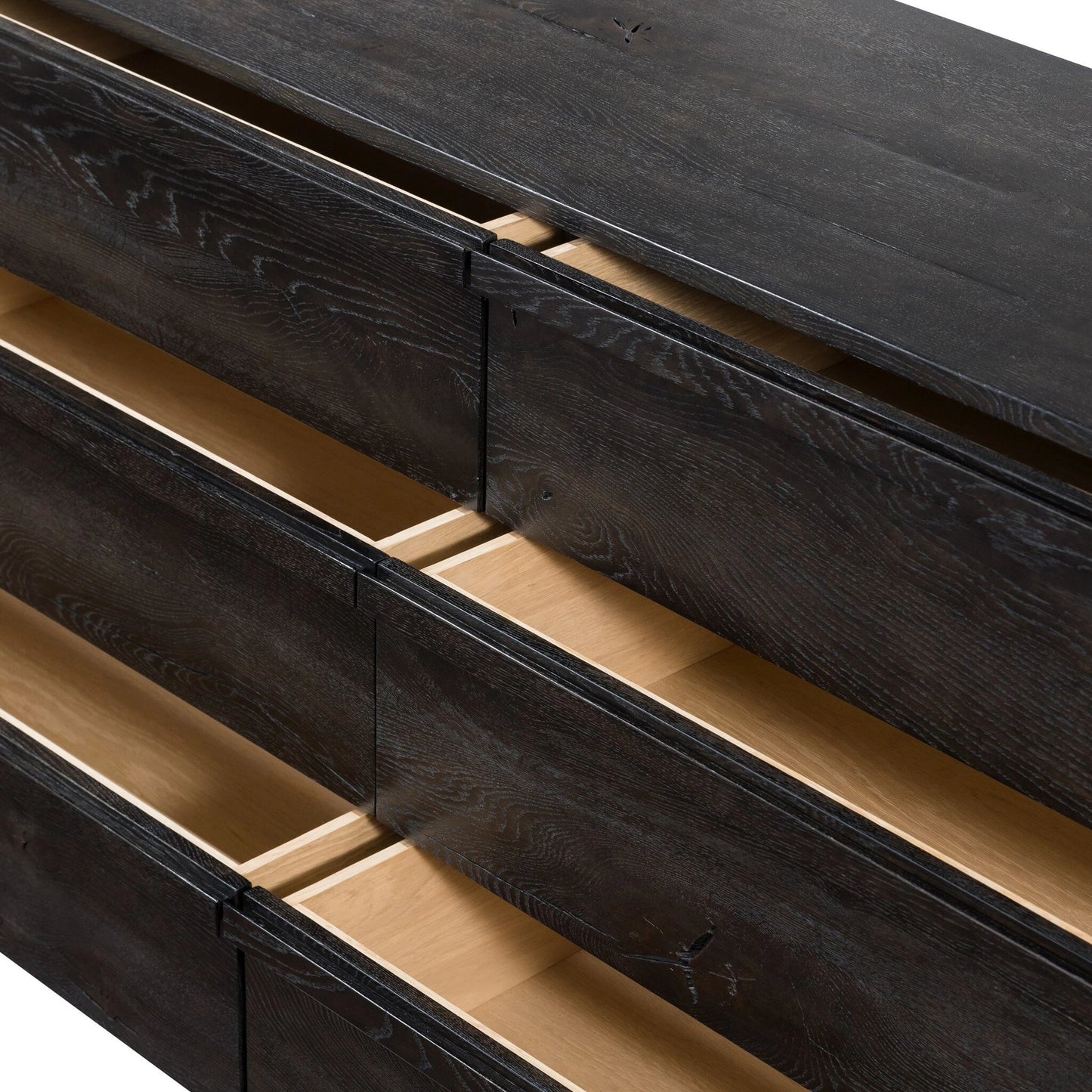 011 SI-2137157 | Closeup | Alora Dresser by Four Hands in dark espresso. Made from solid reclaimed oak, brass in a modern style.