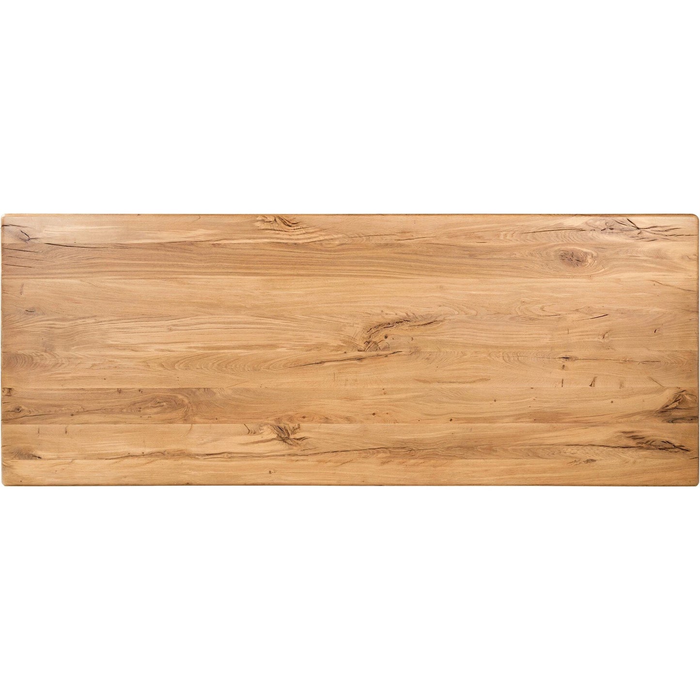 009 SI-2137490 | Closeup | Marcon Dining Table by Four Hands in natural reclaimed french oak, dark brass. Made from solid reclaimed oak, brass in a modern style.