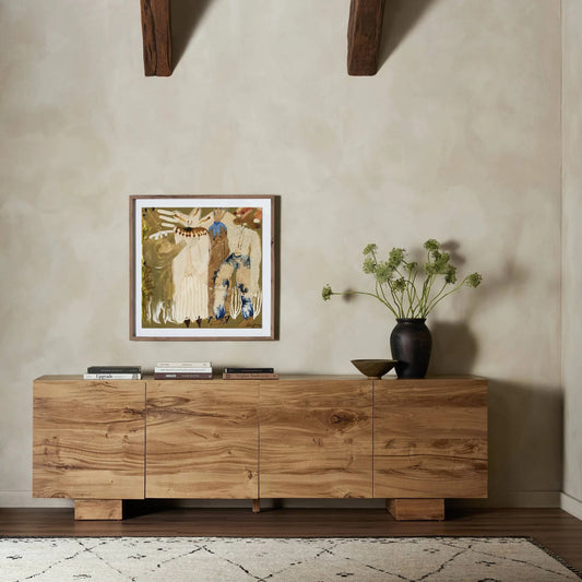Mariana Sideboard by Four Hands in natural reclaimed french oak. Made from solid reclaimed oak in a modern style.
