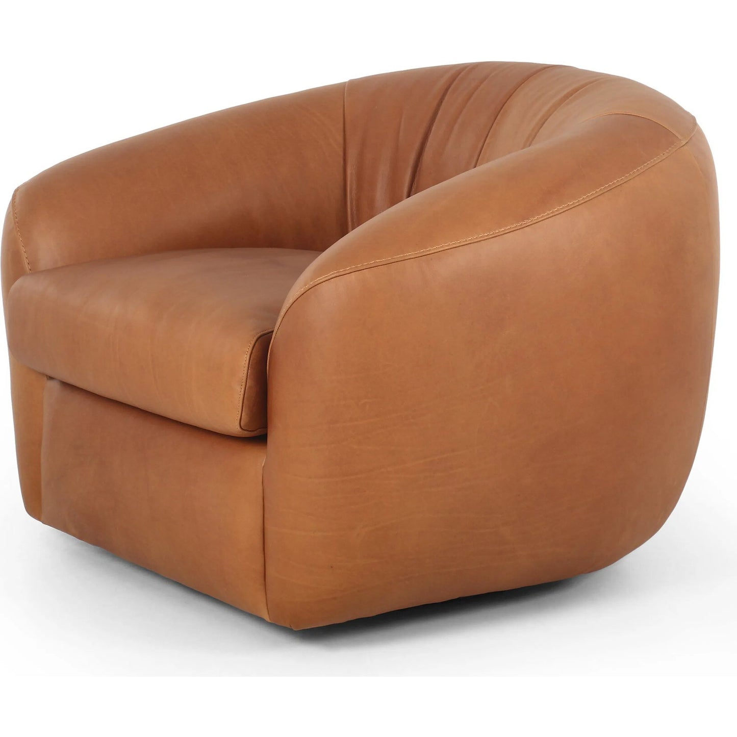 009 SI-2449410 | Closeup | Saldana Swivel Chair by Four Hands in lorento cognac. Made from top grain leather in a unique style.