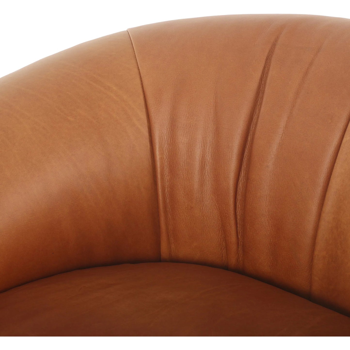 010 SI-2449410 | Closeup | Saldana Swivel Chair by Four Hands in lorento cognac. Made from top grain leather in a unique style.