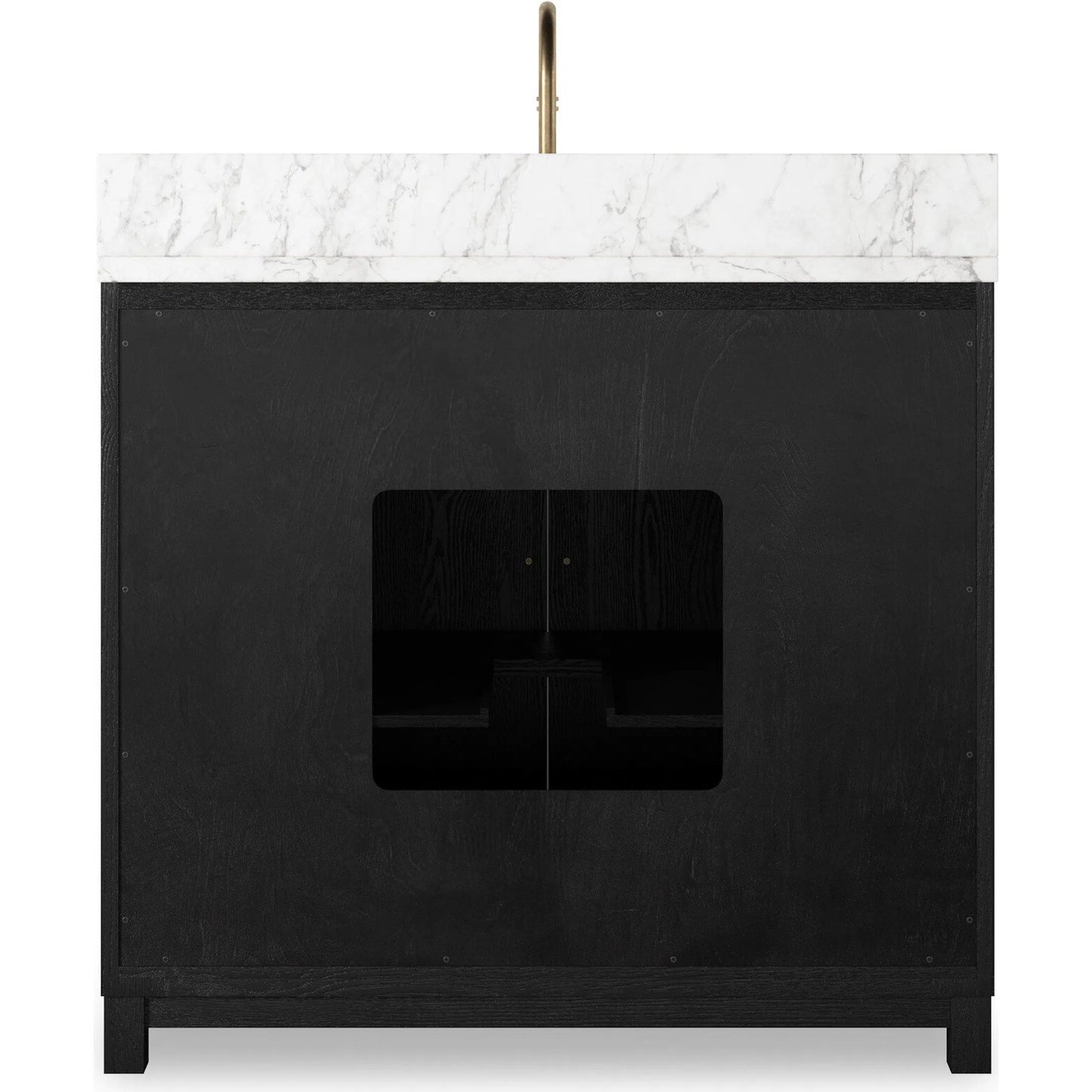 004 SI-2377102 | Additional Silo | Millie Single Vanity by Four Hands in satin drifted black veneer, carrara marble. Made from oak veneer, solid marble in a unique style.