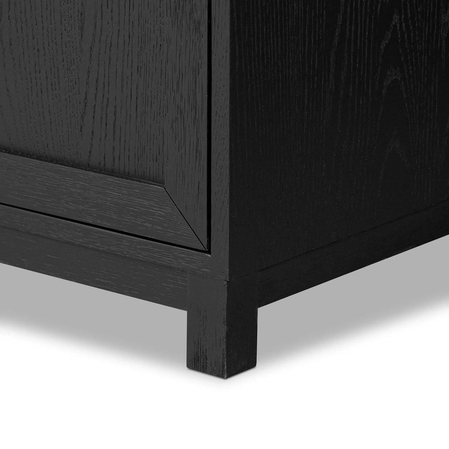 011 SI-2377102 | Closeup | Millie Single Vanity by Four Hands in satin drifted black veneer, carrara marble. Made from oak veneer, solid marble in a unique style.