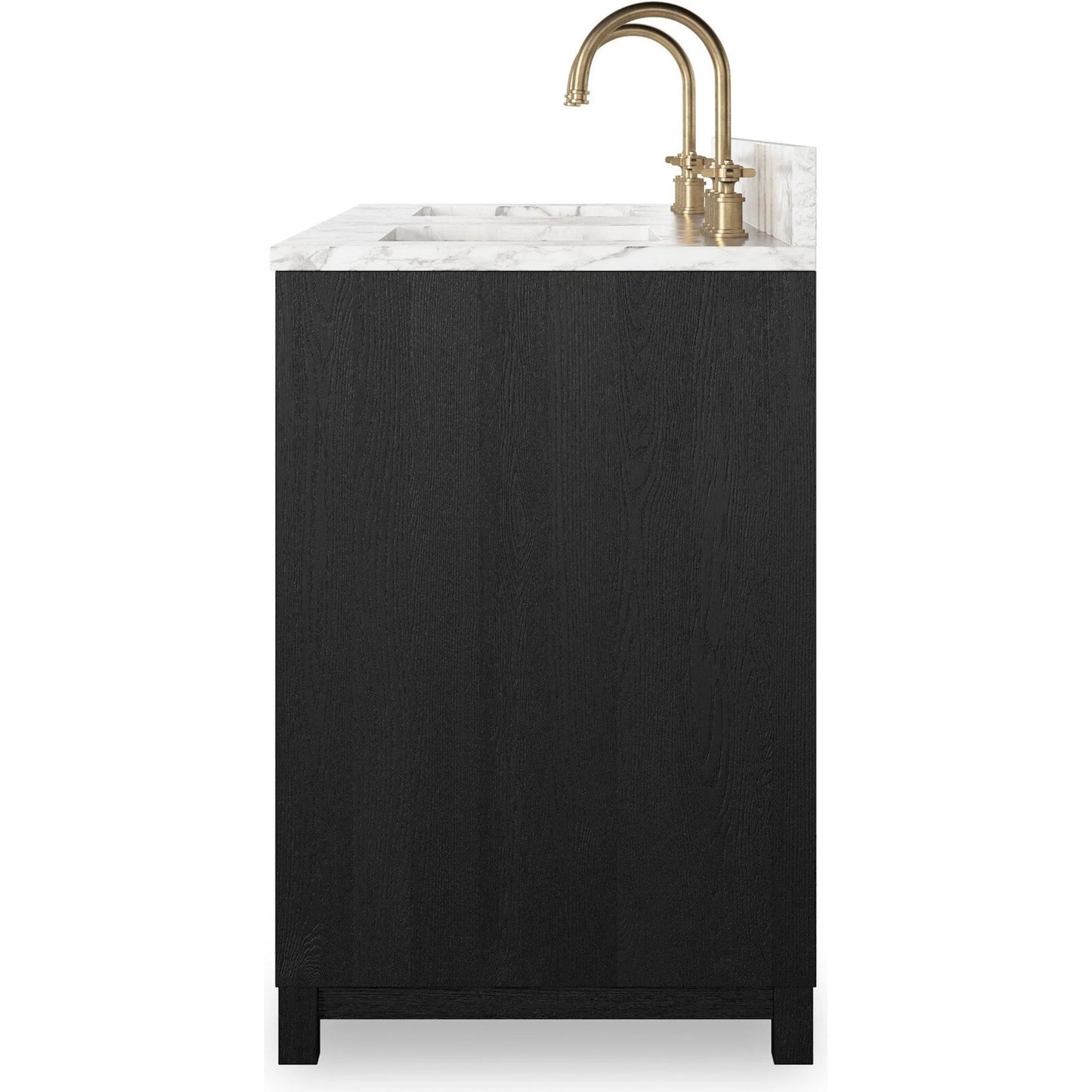 003 SI-2377101 | Additional Silo | Millie Double Vanity by Four Hands in satin drifted black veneer, carrara marble. Made from oak veneer, solid marble in a unique style.
