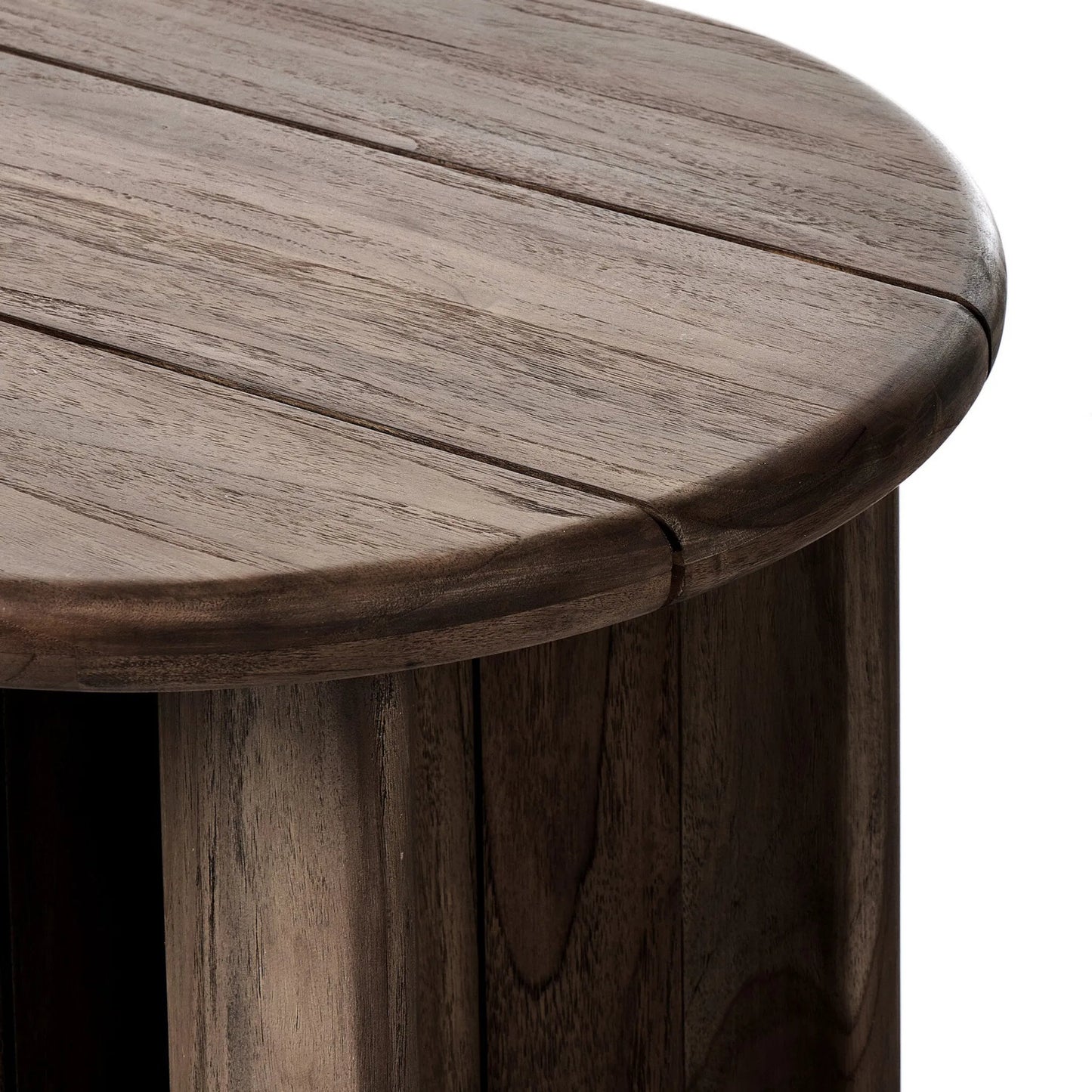 008 SI-2320211 | Closeup | Paden Outdoor End Table by Four Hands in stained toasted brown-fsc. Made from solid fsc®-certified teak in a unique style.