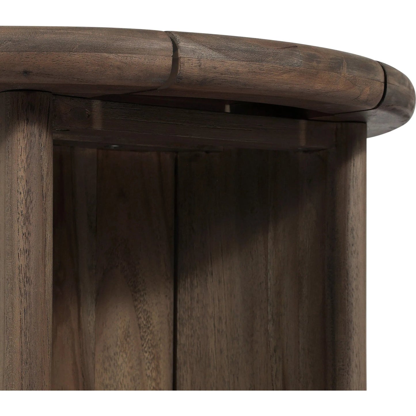 009 SI-2320211 | Closeup | Paden Outdoor End Table by Four Hands in stained toasted brown-fsc. Made from solid fsc®-certified teak in a unique style.