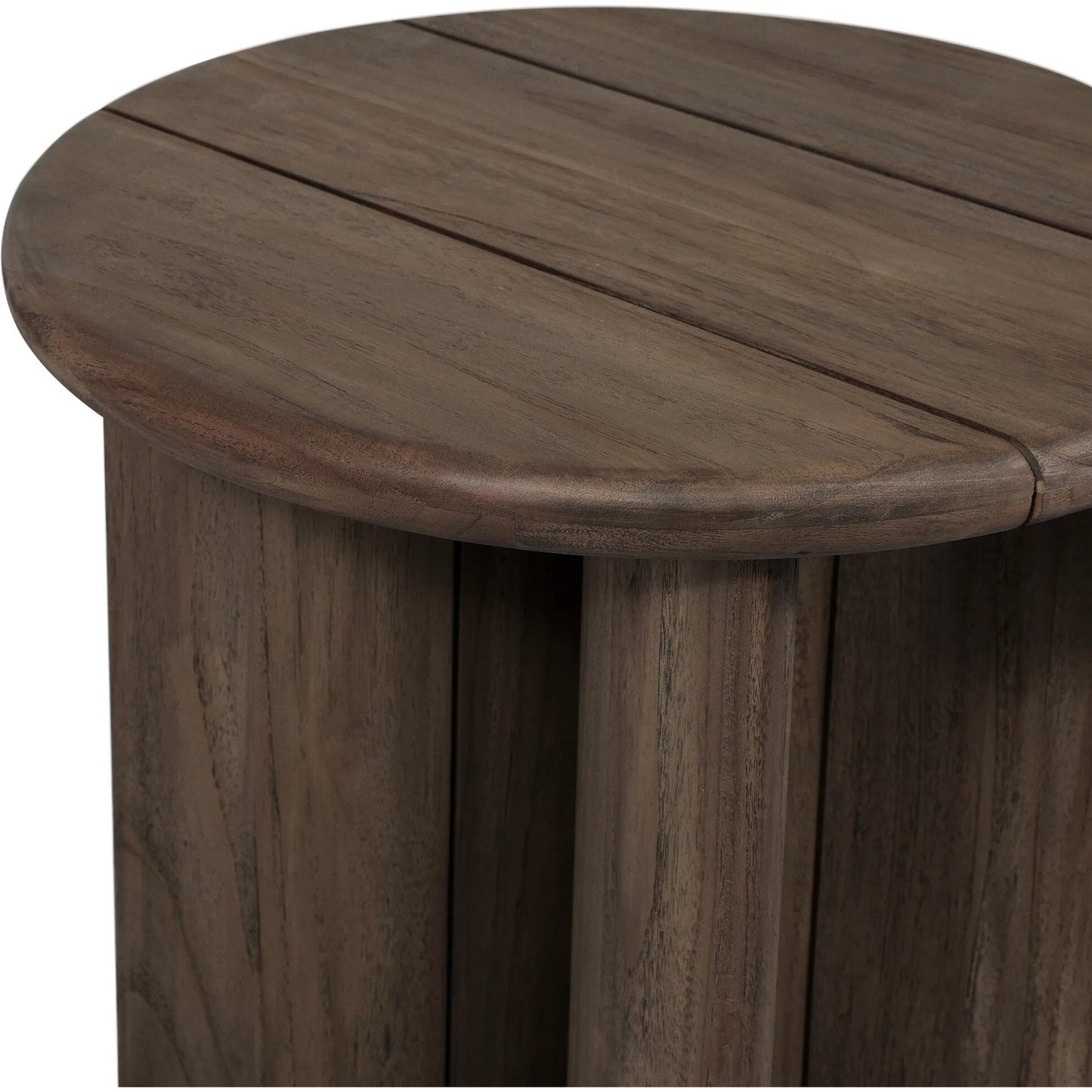 010 SI-2320211 | Closeup | Paden Outdoor End Table by Four Hands in stained toasted brown-fsc. Made from solid fsc®-certified teak in a unique style.