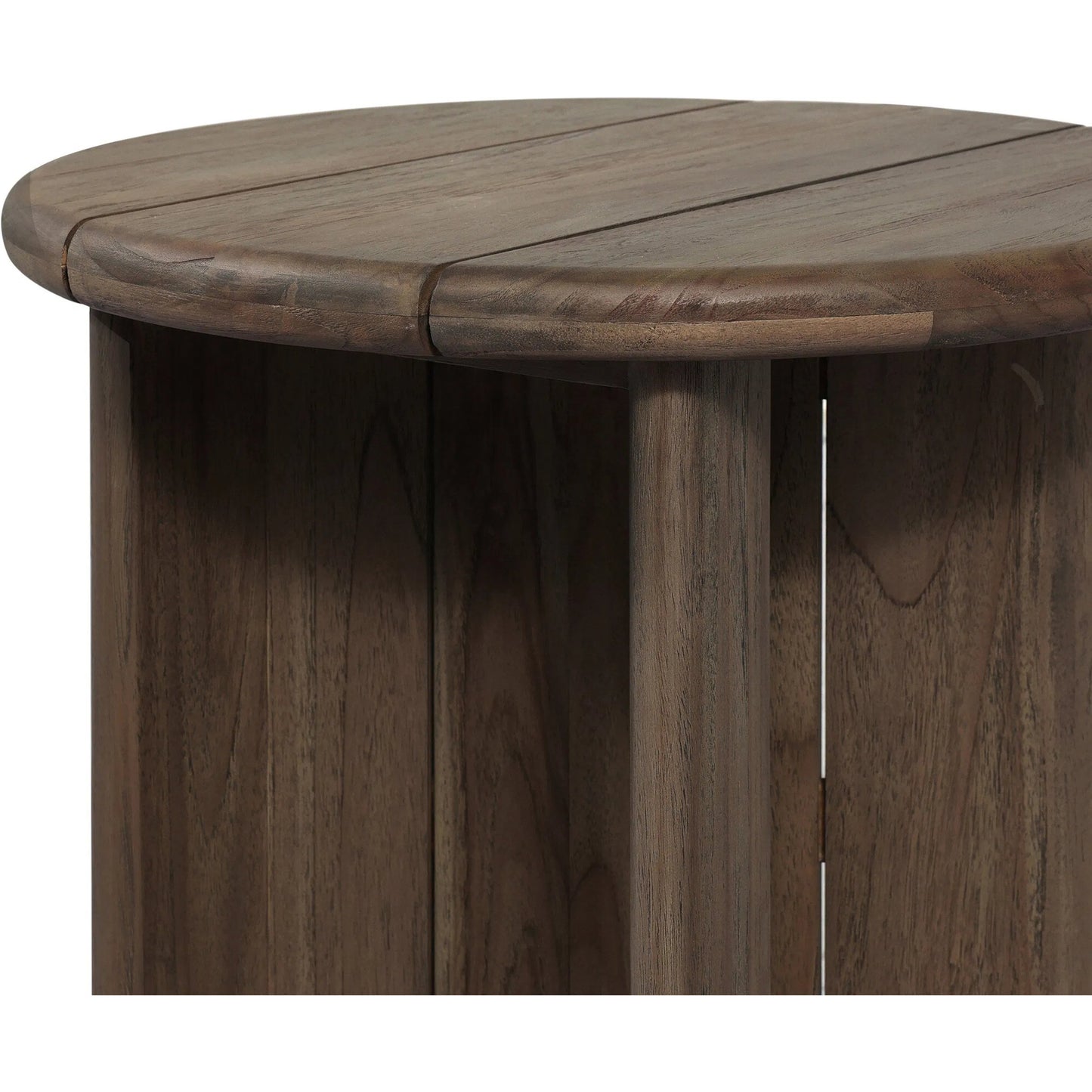 011 SI-2320211 | Closeup | Paden Outdoor End Table by Four Hands in stained toasted brown-fsc. Made from solid fsc®-certified teak in a unique style.