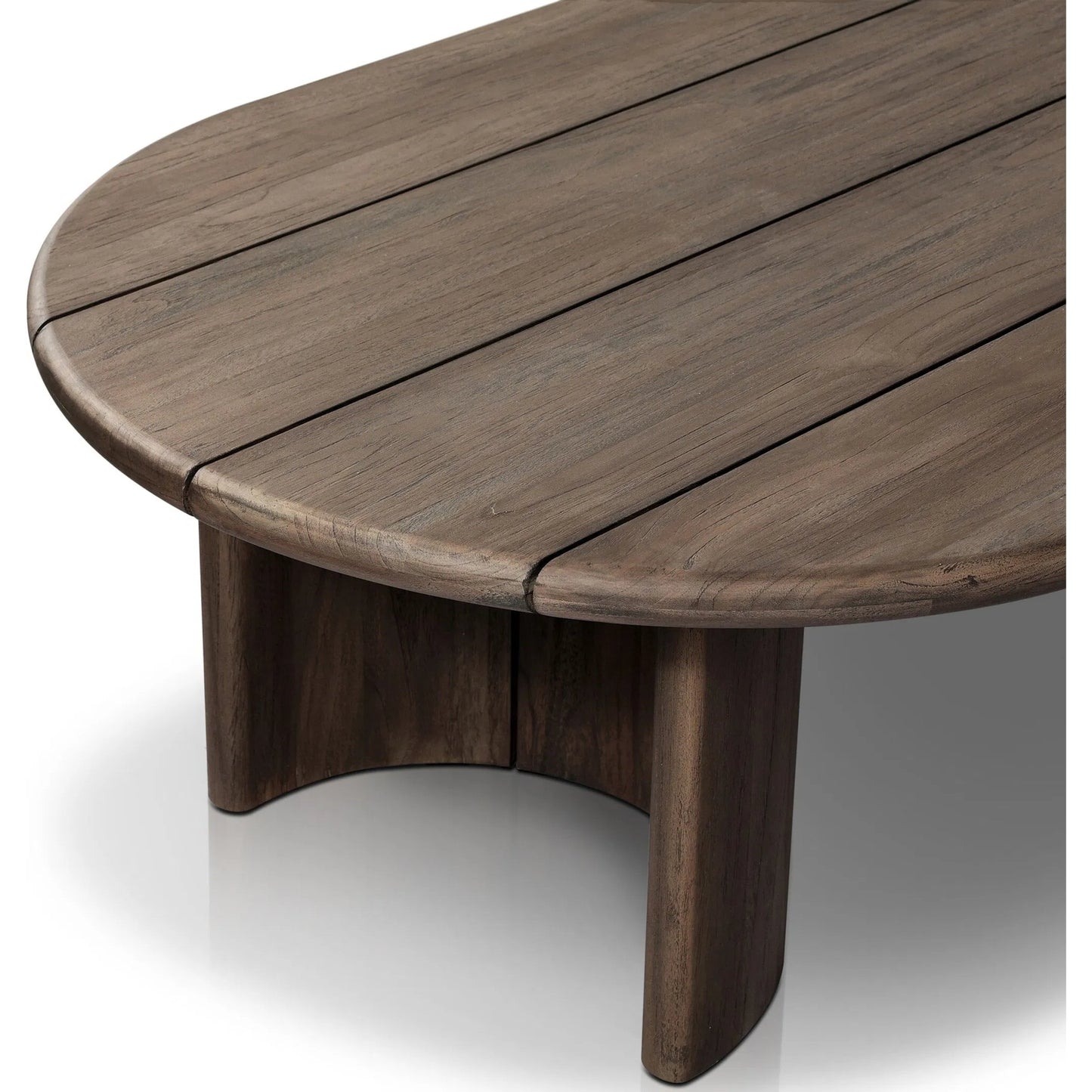 006 SI-2320210 | Closeup | Paden Outdoor Coffee Table by Four Hands in stained toasted brown-fsc. Made from solid fsc®-certified teak in a transitional style.